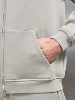 Relaxed Zip Through Hoodie - Stone