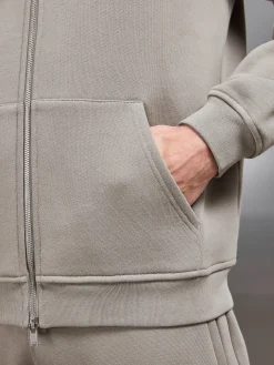 Relaxed Zip Through Hoodie - Taupe