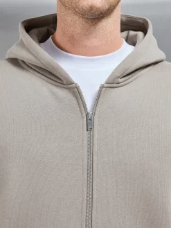Relaxed Zip Through Hoodie - Taupe