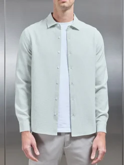 Seersucker Long Sleeve Cutaway Collar Shirt - Sage
