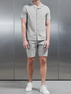 Seersucker Revere Collar Shirt - Stone