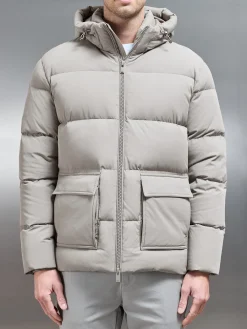 Short Down Parka - Taupe