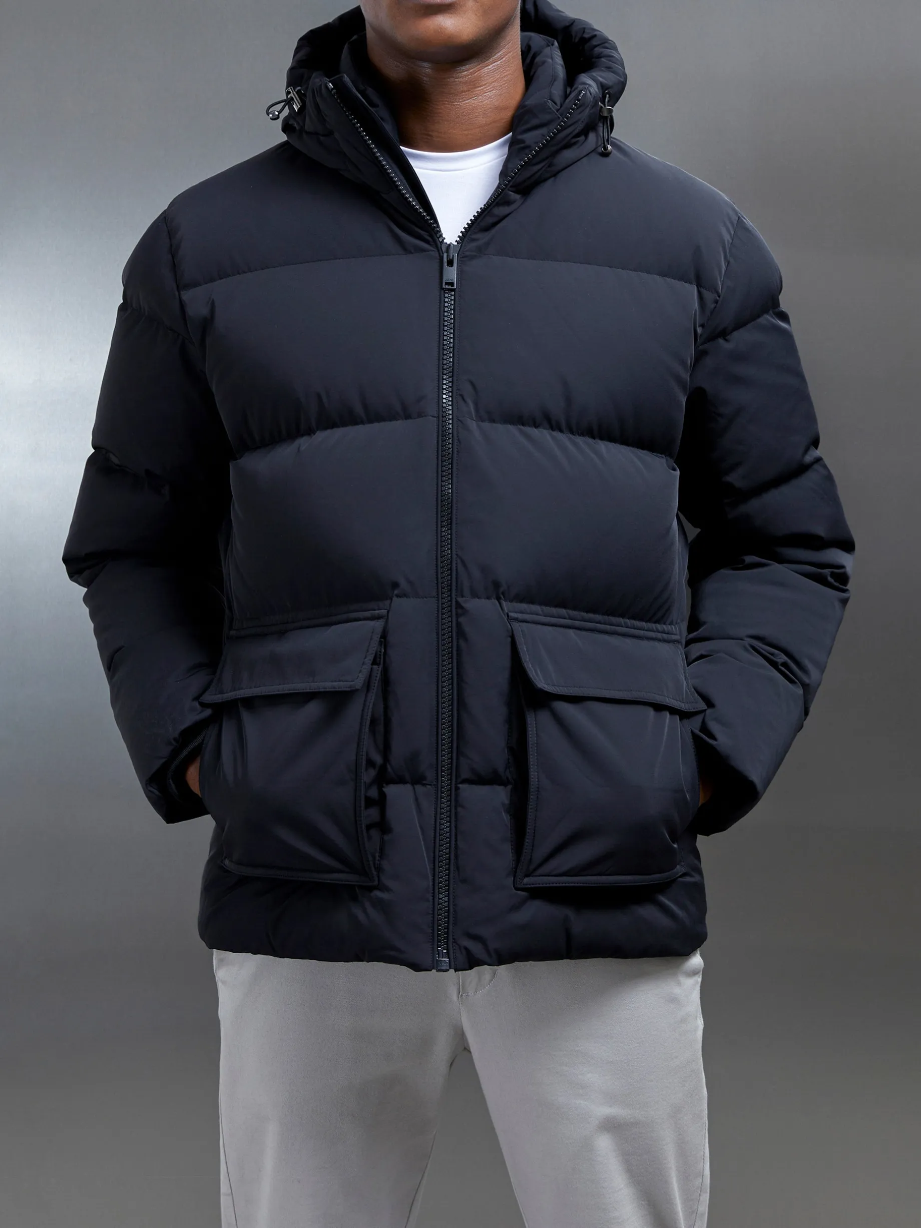 Short Down Pocket Parka - Black