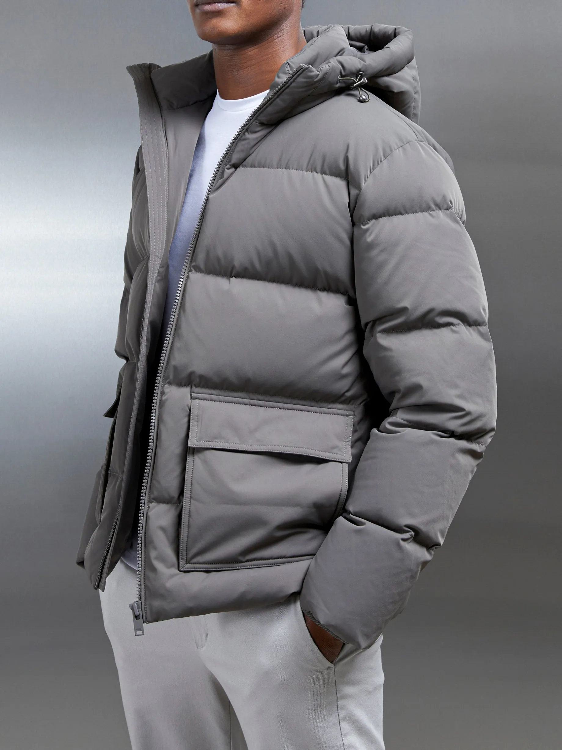 Short Down Pocket Parka - Olive