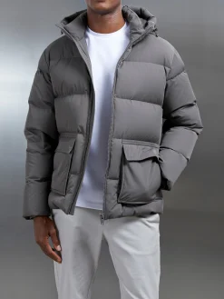 Short Down Pocket Parka - Olive