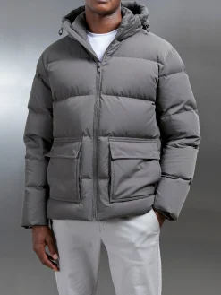 Short Down Pocket Parka - Olive