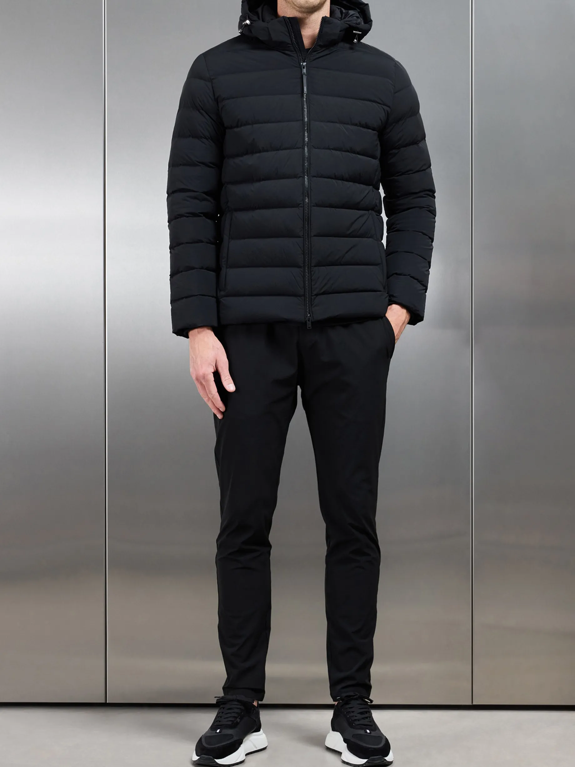 Short Technical Down Jacket - Black