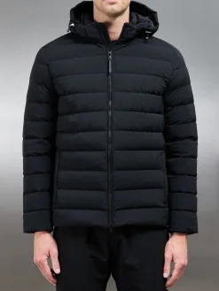 Short Technical Down Jacket - Black