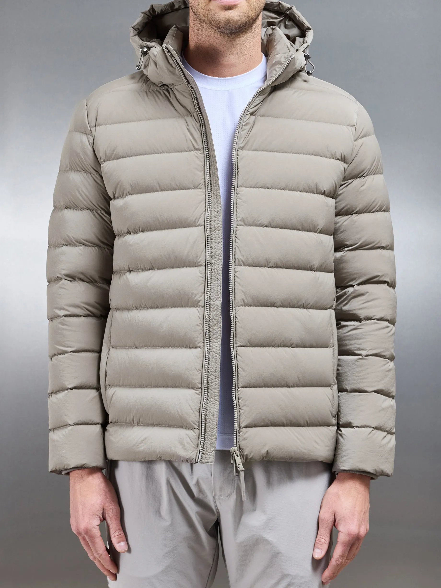 Short Technical Down Jacket - Taupe