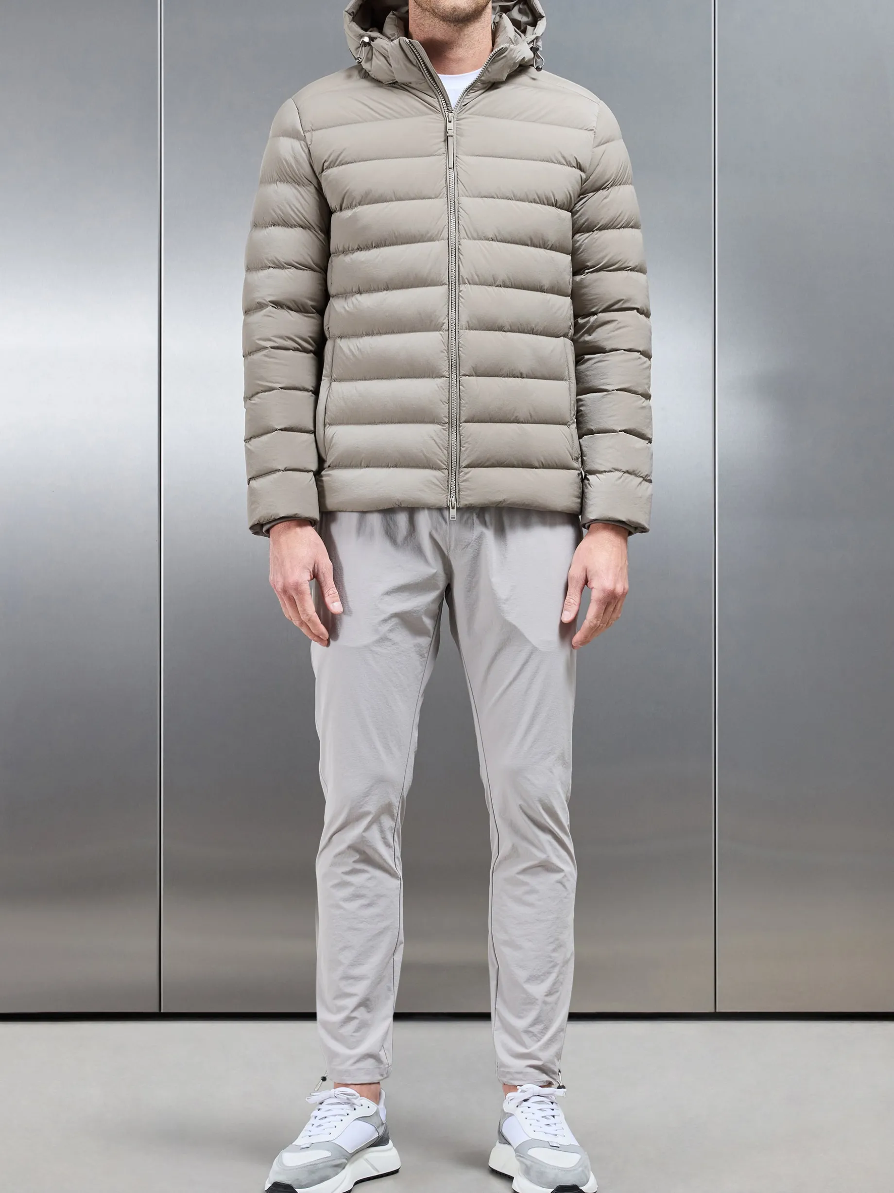 Short Technical Down Jacket - Taupe