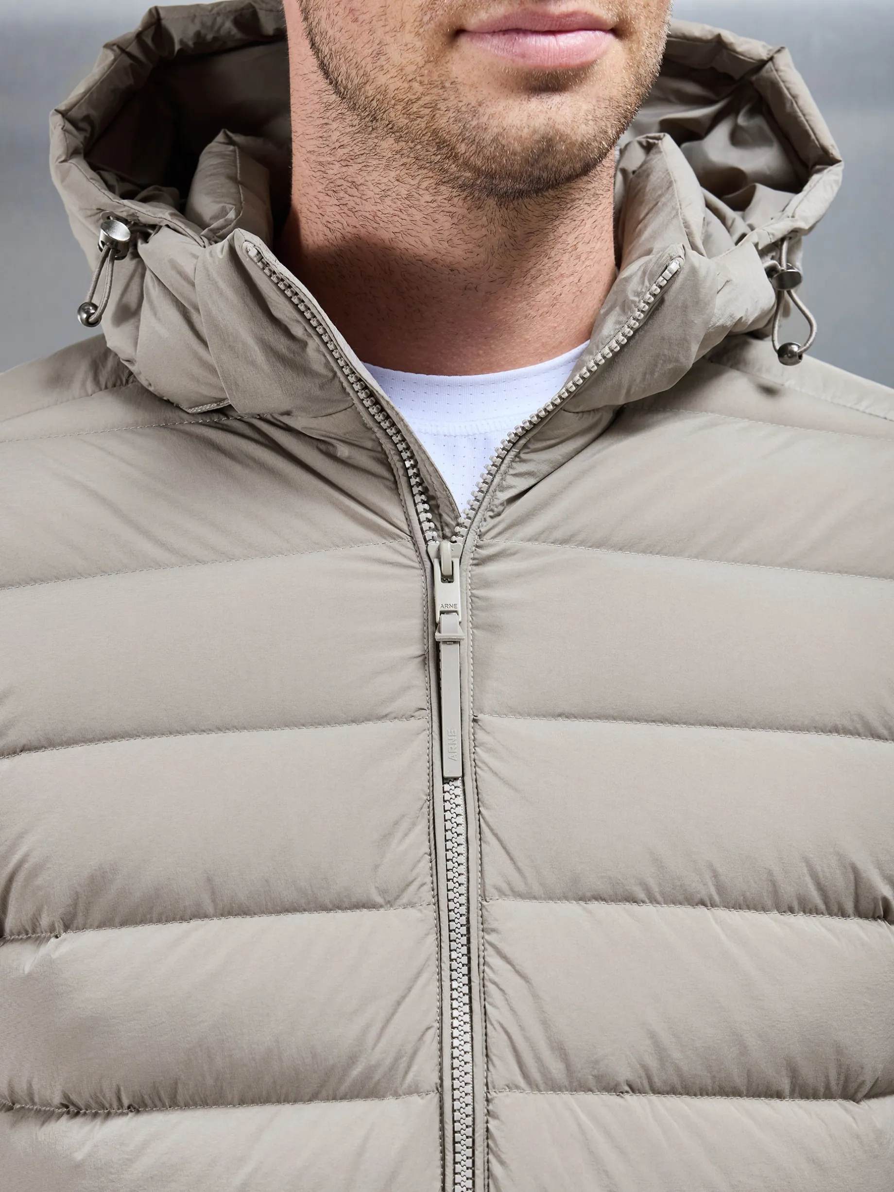 Short Technical Down Jacket - Taupe