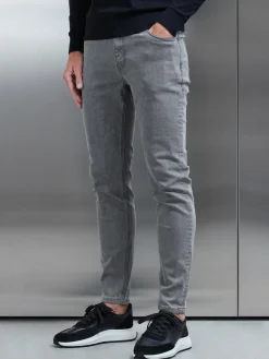 Slim Fit Denim Jeans - Solid Grey