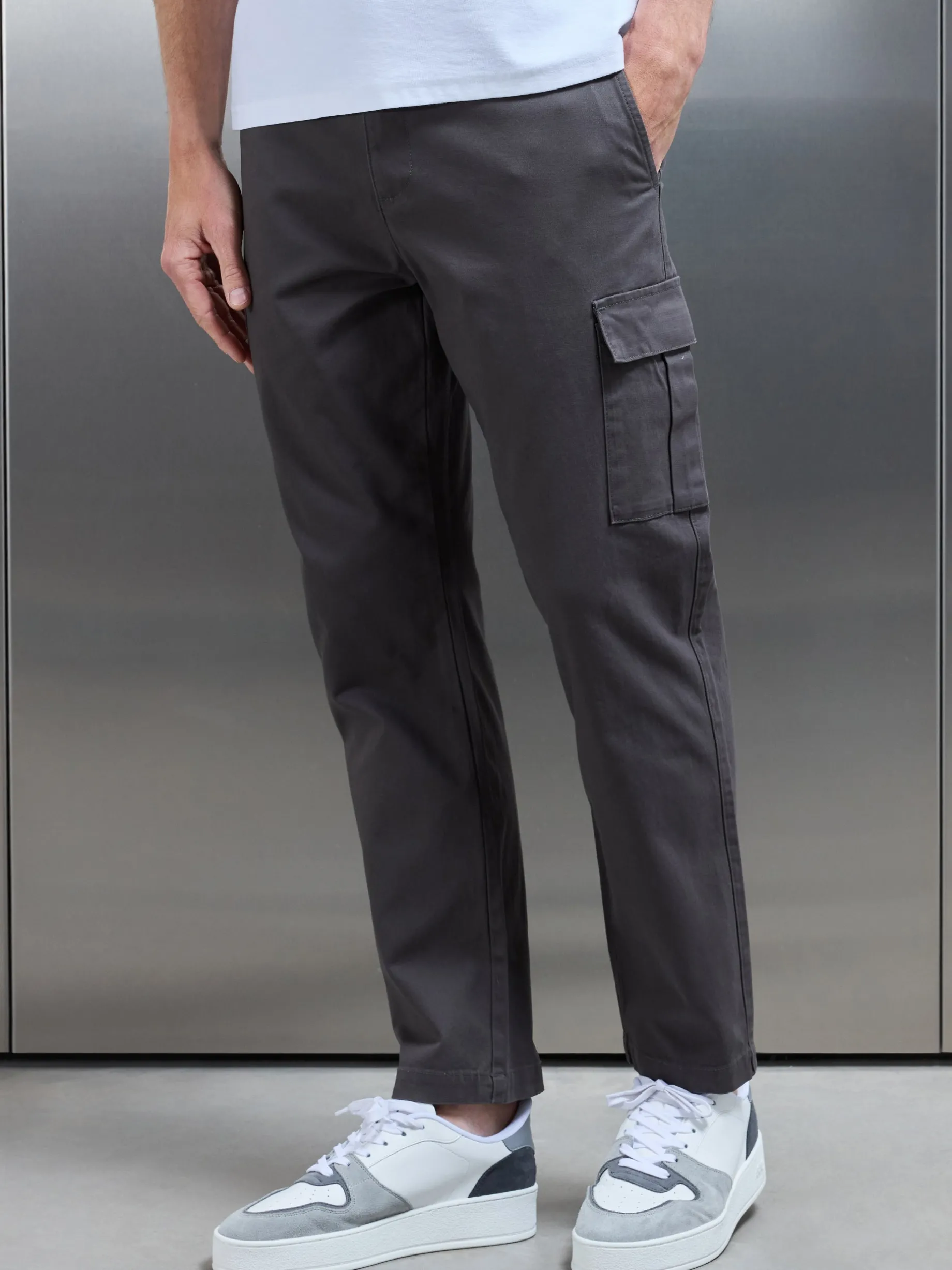 Smart Relaxed Cotton Cargo Pant - Grey