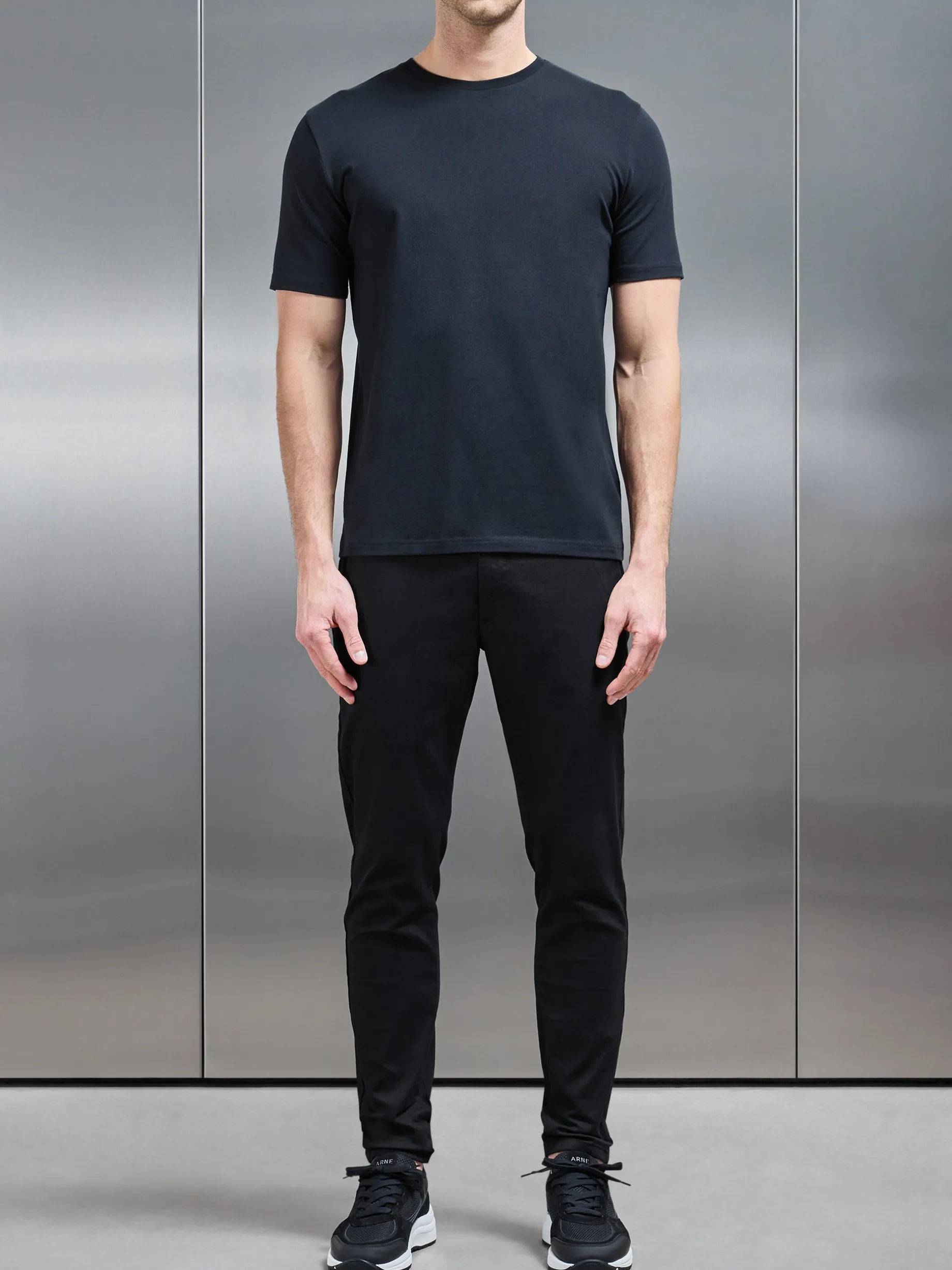 Stretch Slim Fit Cotton T-Shirt - Black