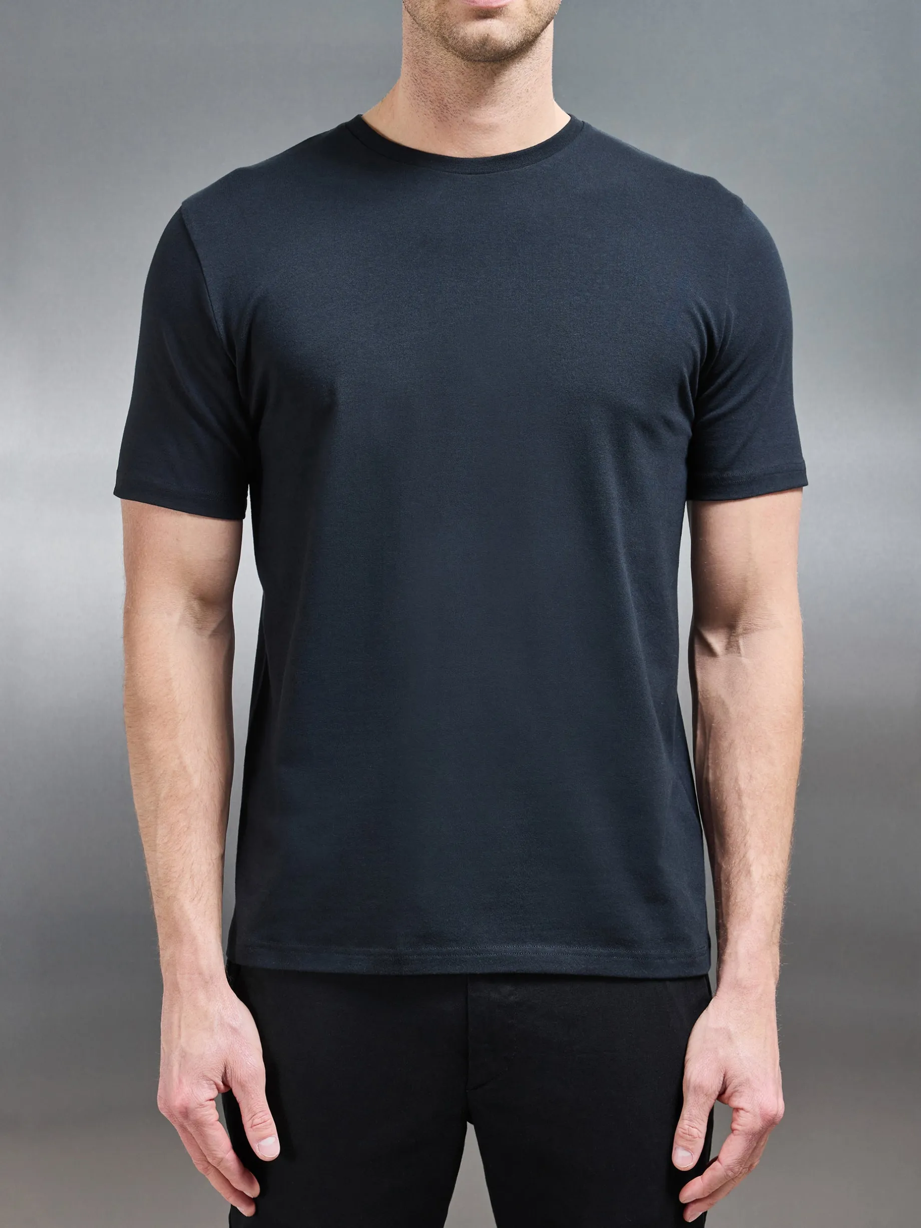 Stretch Slim Fit Cotton T-Shirt - Black
