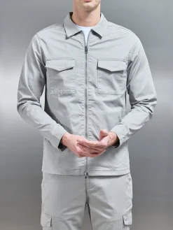 Tailored Cotton Cargo Jacket - Stone