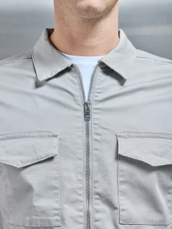 Tailored Cotton Cargo Jacket - Stone