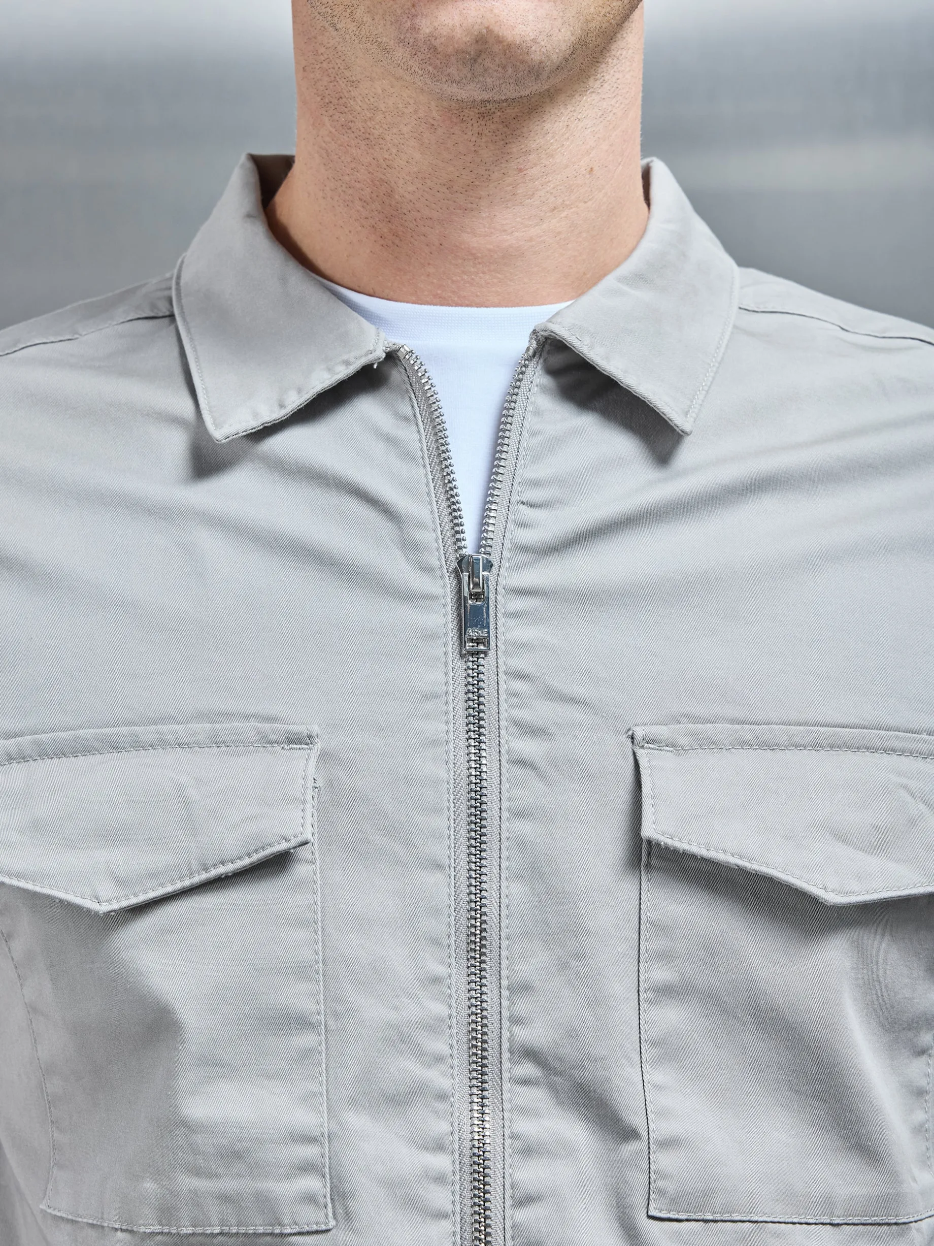 Tailored Cotton Cargo Jacket - Stone