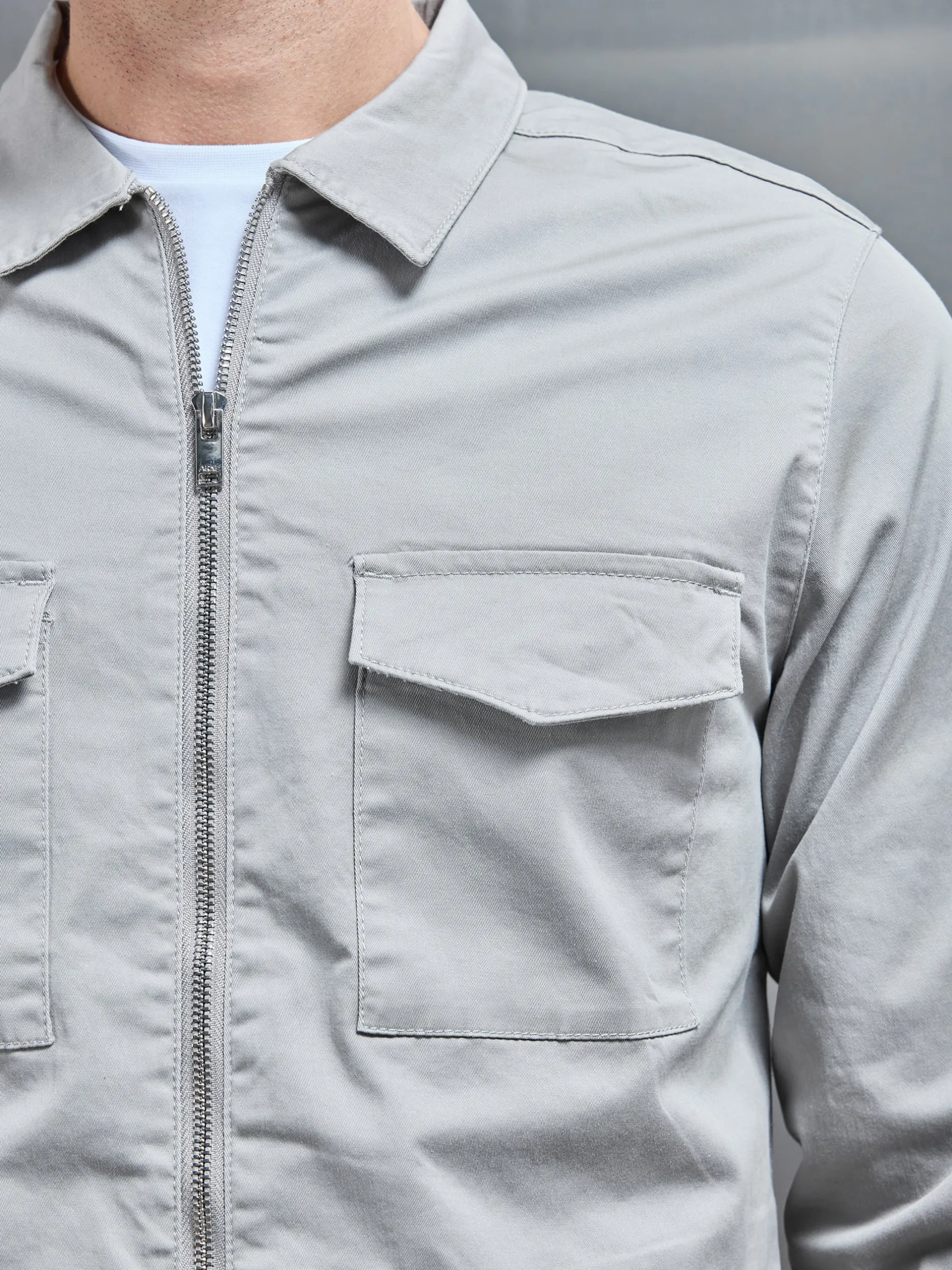 Tailored Cotton Cargo Jacket - Stone