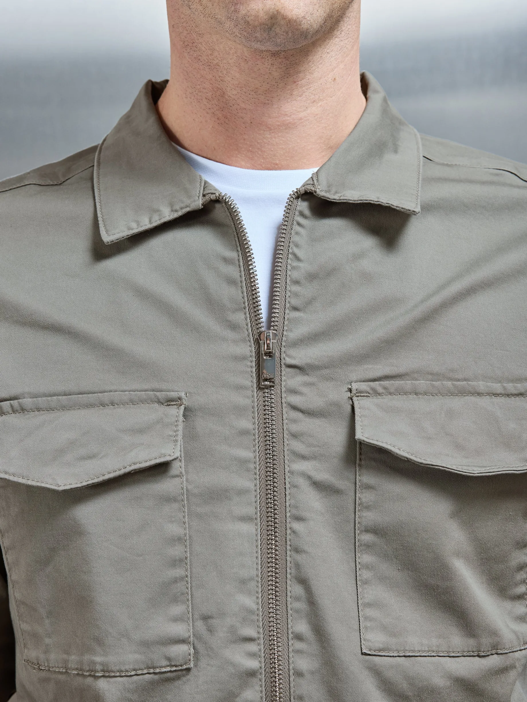 Tailored Cotton Cargo Jacket - Olive