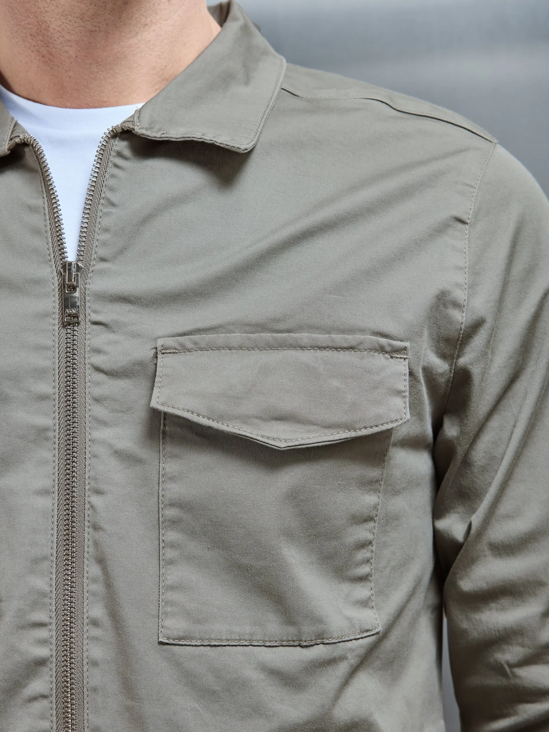 Tailored Cotton Cargo Jacket - Olive