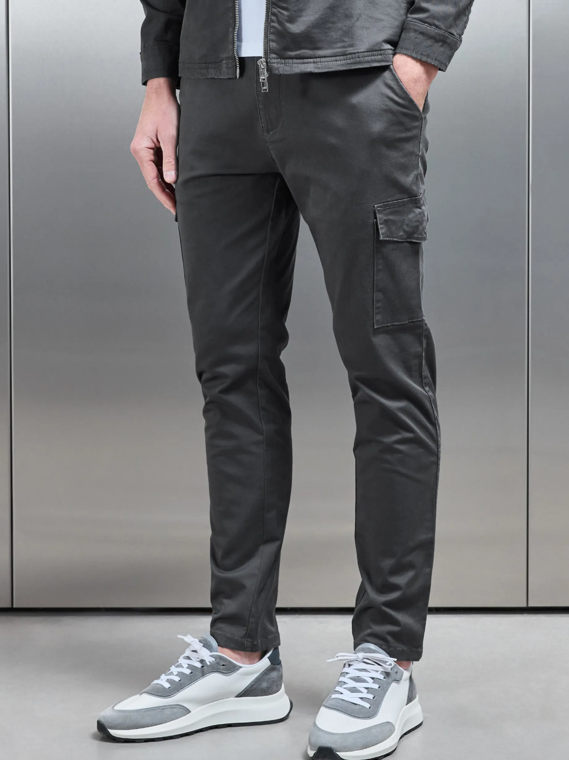 Tailored Cotton Cargo Pant - Grey