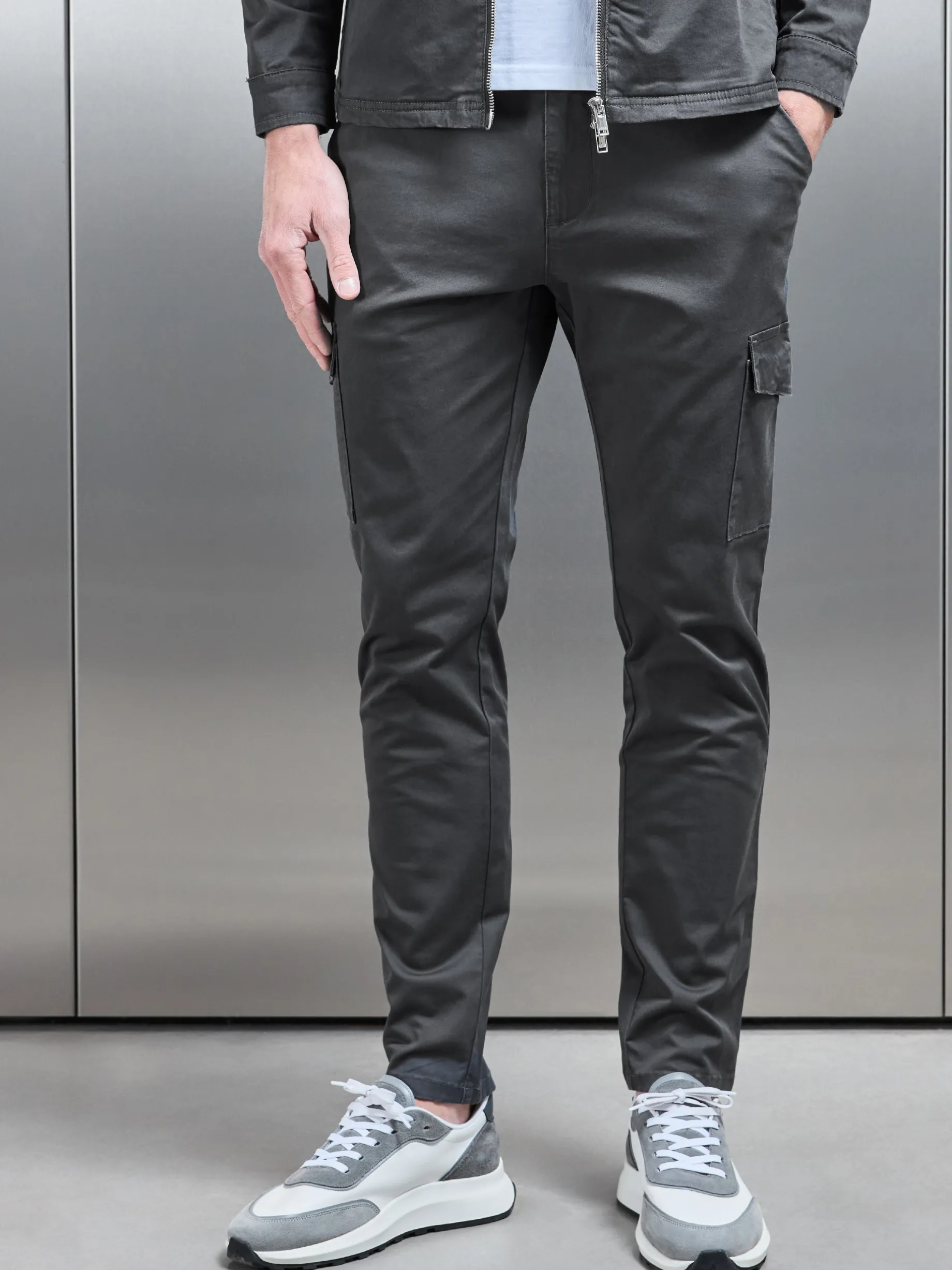 Tailored Cotton Cargo Pant - Grey