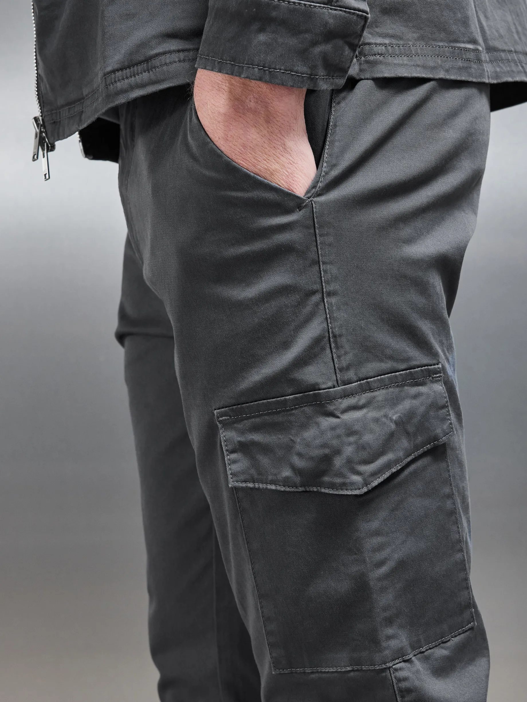 Tailored Cotton Cargo Pant - Grey