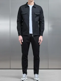 Tailored Cotton Cargo Pant - Black