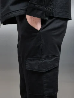 Tailored Cotton Cargo Pant - Black