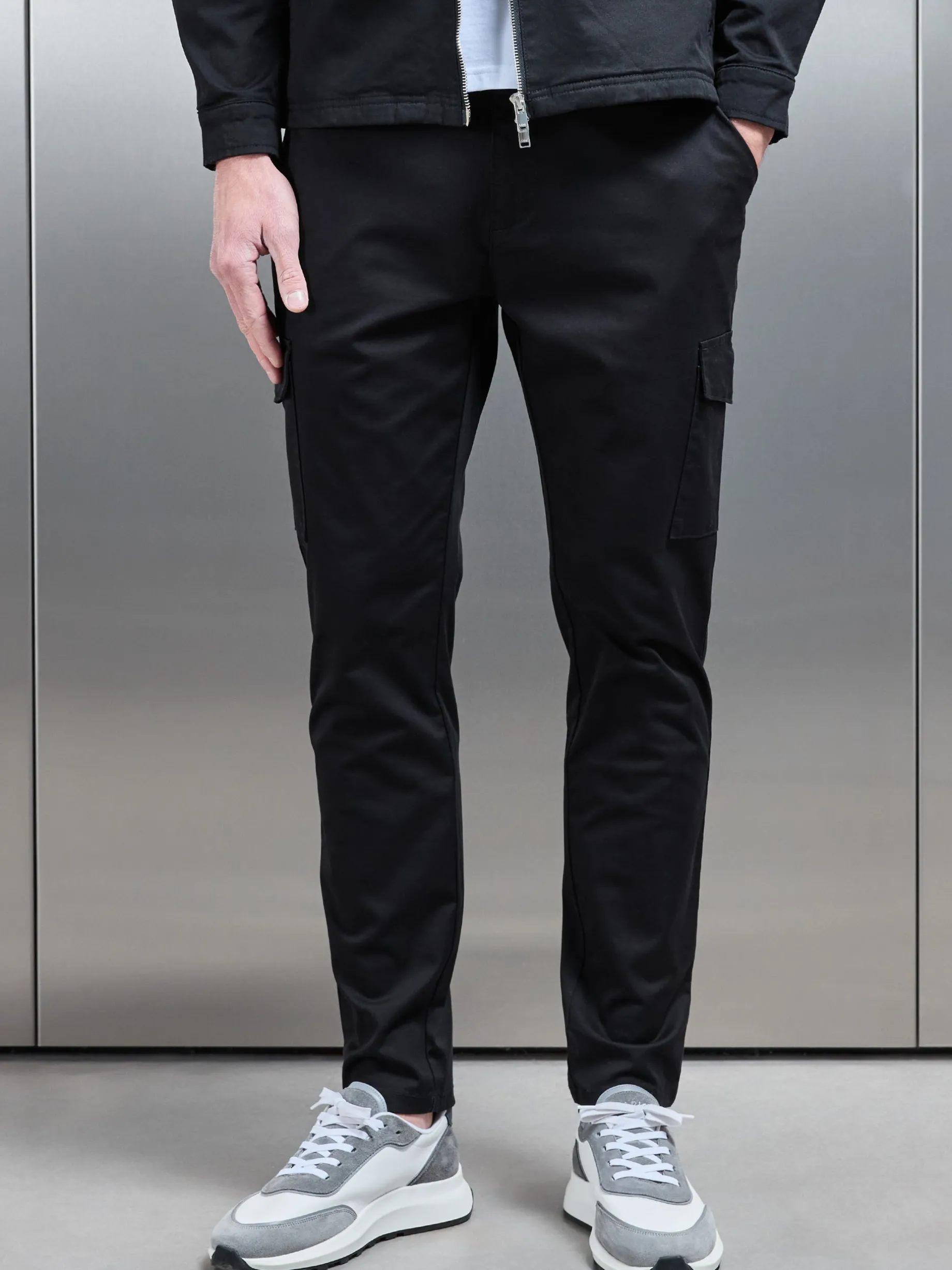 Tailored Cotton Cargo Pant - Black