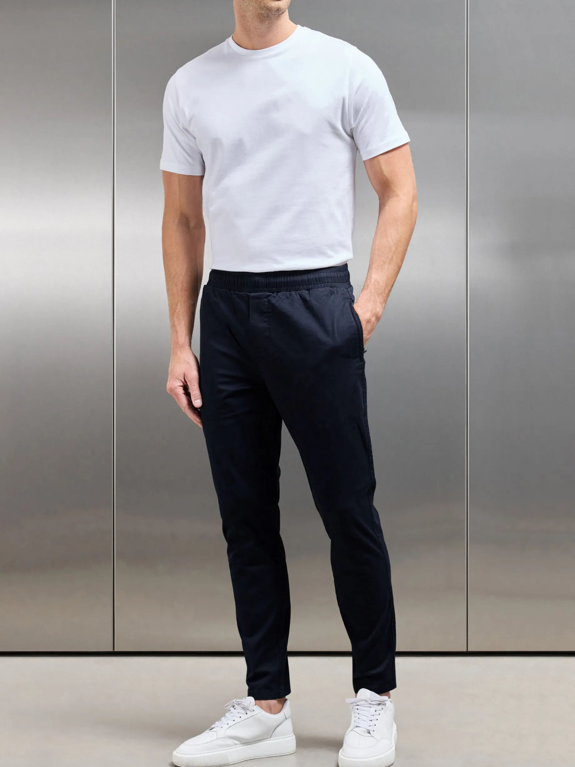Tailored Drawstring Chino Trouser - Navy