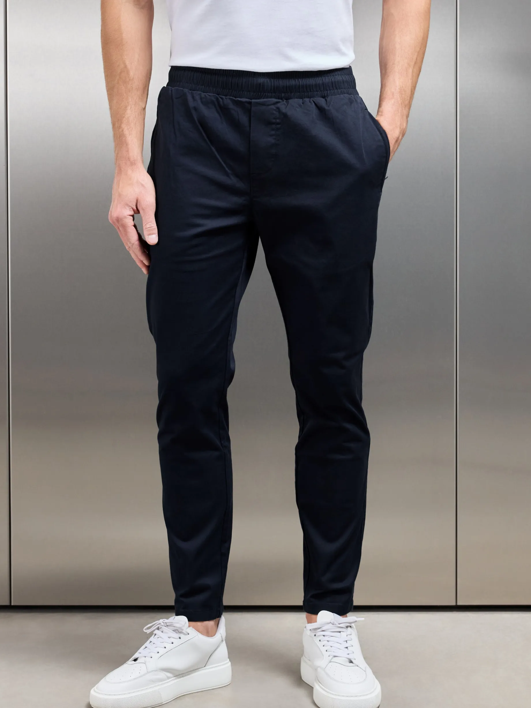 Tailored Drawstring Chino Trouser - Navy
