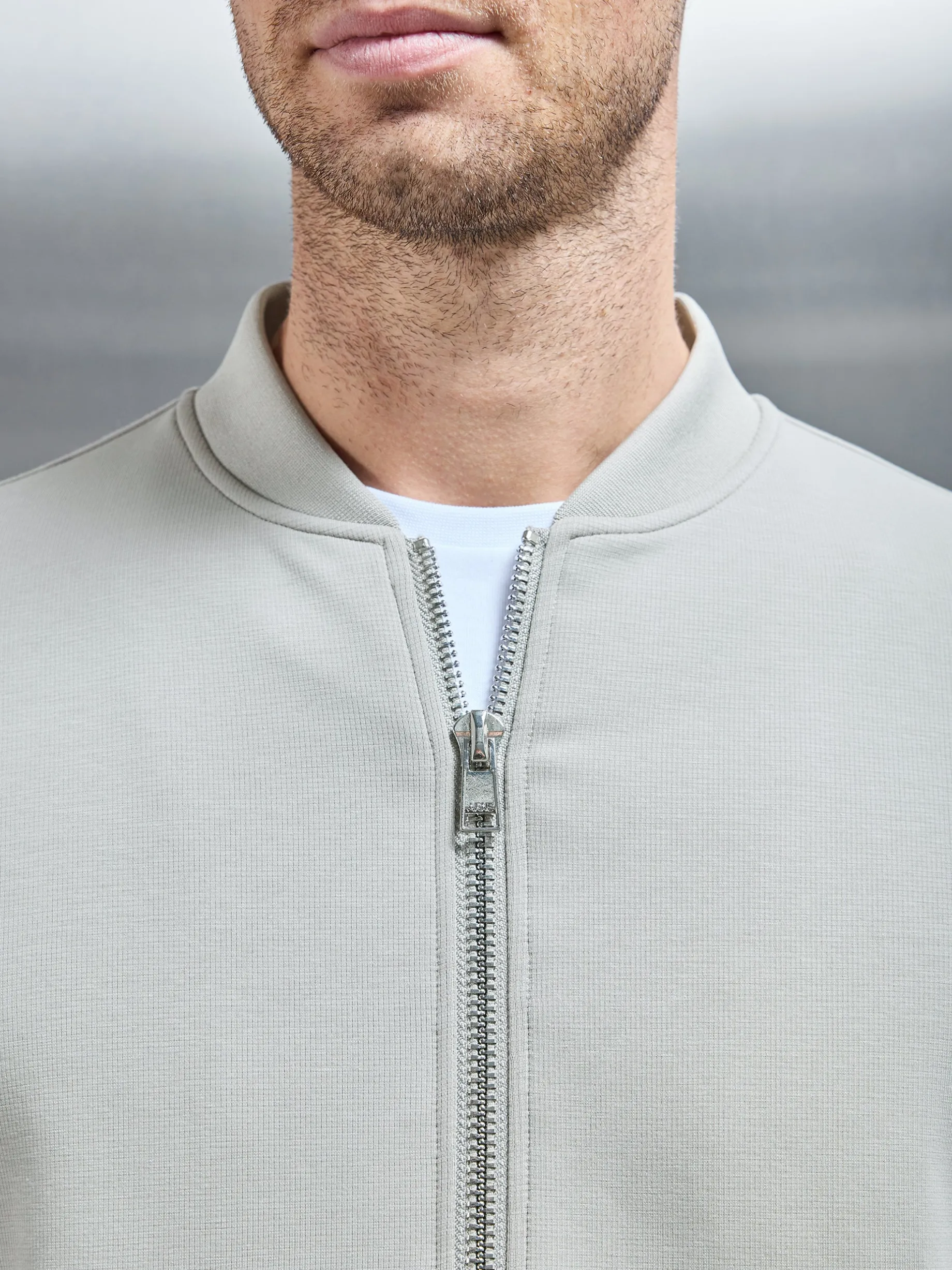 Tailored Interlock Bomber Jacket - Stone