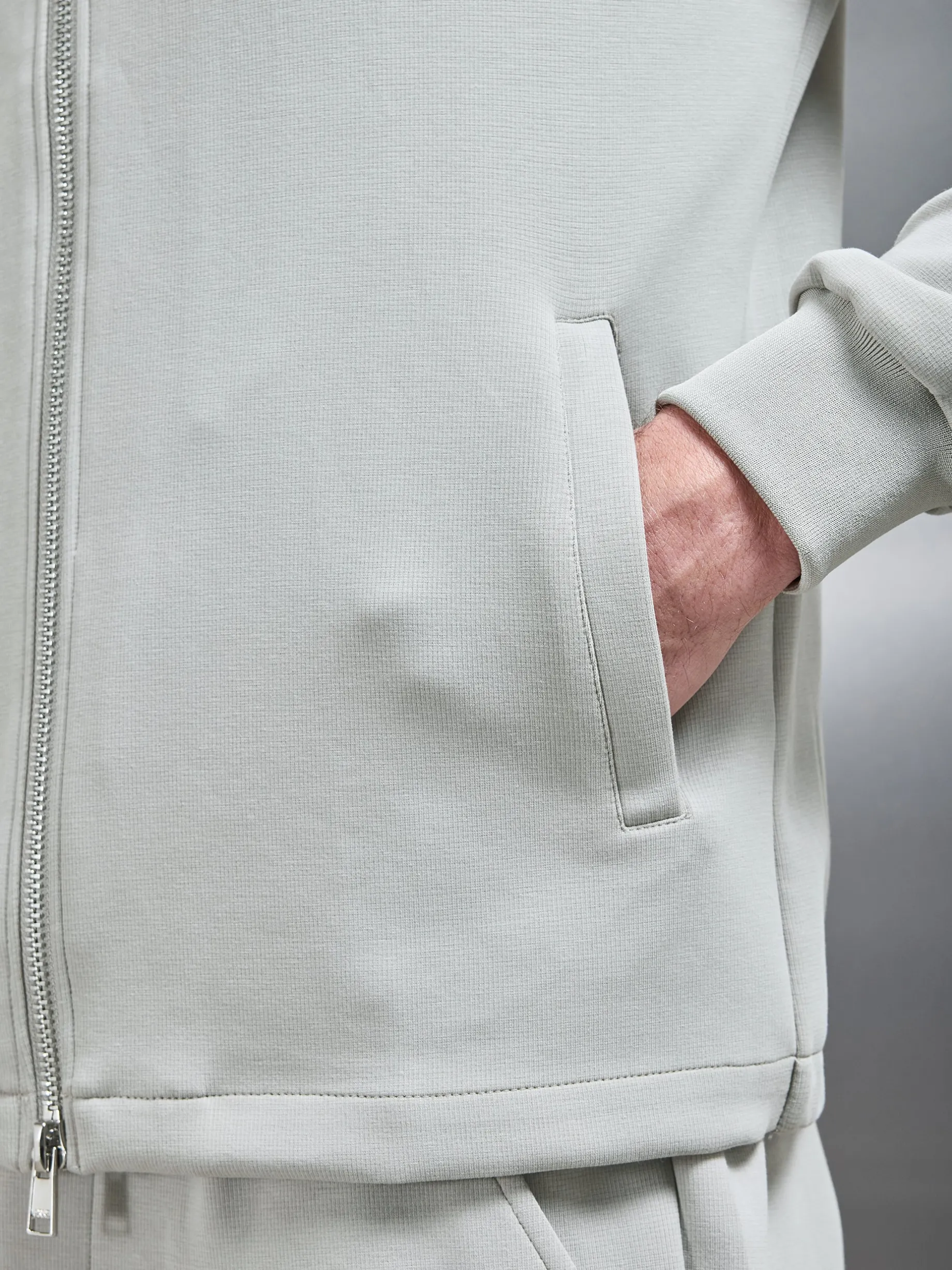 Tailored Interlock Bomber Jacket - Stone