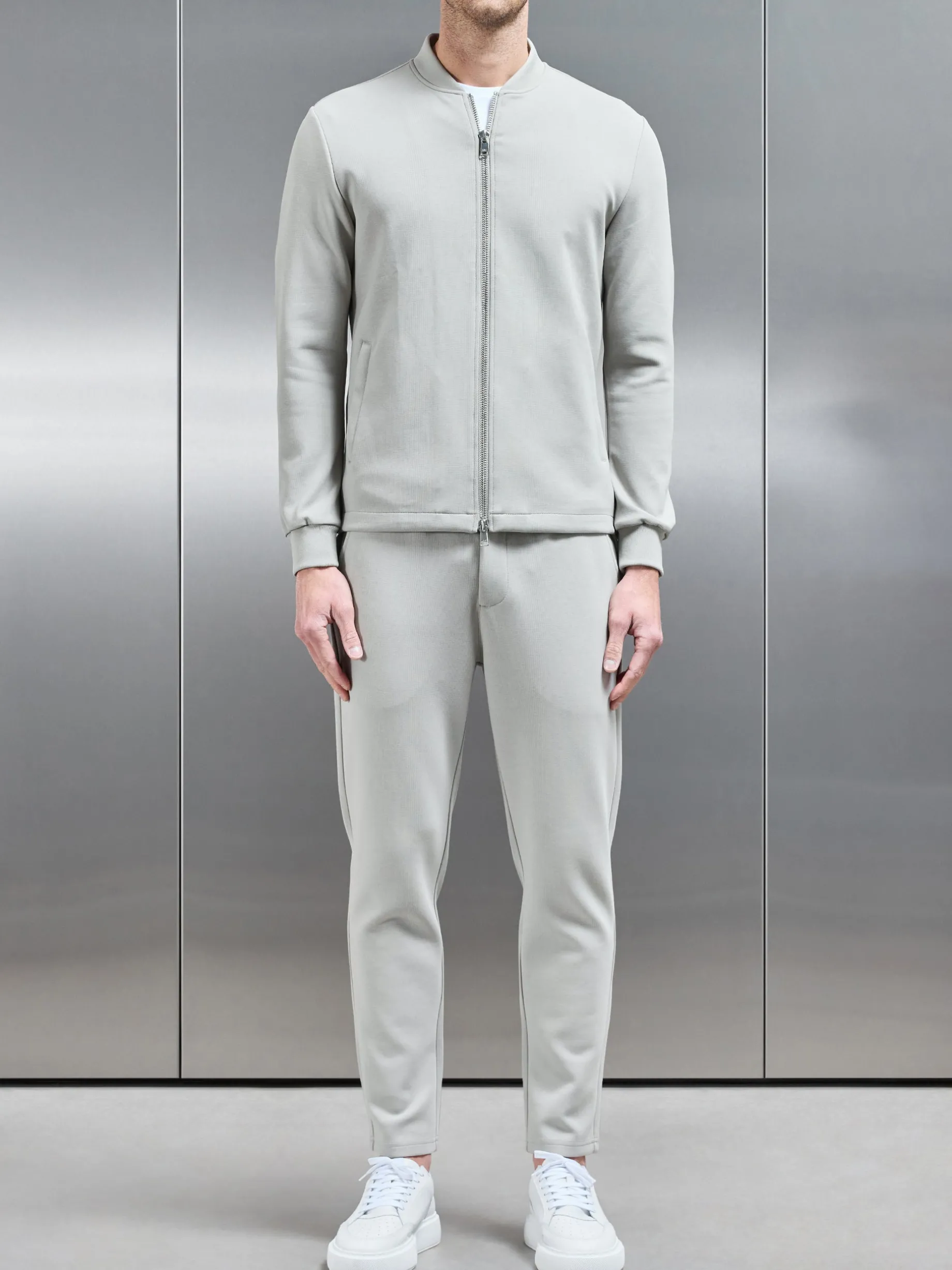 Tailored Interlock Bomber Jacket - Stone