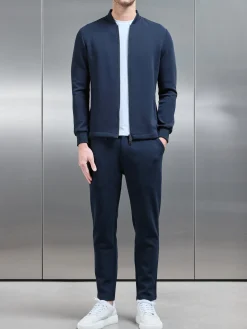 Tailored Interlock Bomber Jacket - Navy