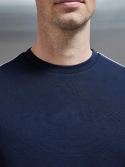 Technical Jersey Piping T-Shirt - Navy