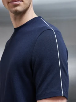 Technical Jersey Piping T-Shirt - Navy