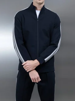 Technical Jersey Side Stripe Jacket - Black