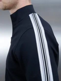 Technical Jersey Side Stripe Jacket - Black