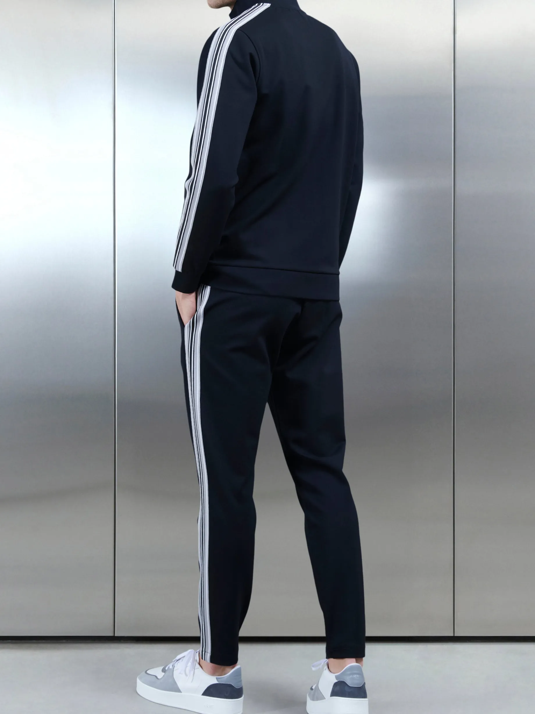Technical Jersey Side Stripe Jacket - Black