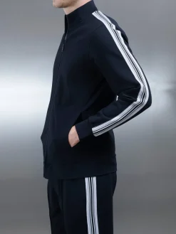Technical Jersey Side Stripe Jacket - Black