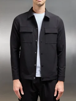 Technical Mid Weight Popper Overshirt - Black