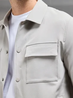 Technical Mid Weight Popper Overshirt - Stone