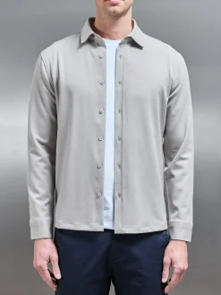 Textured Button Through Shirt - Stone