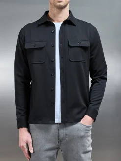 Textured Overshirt - Black