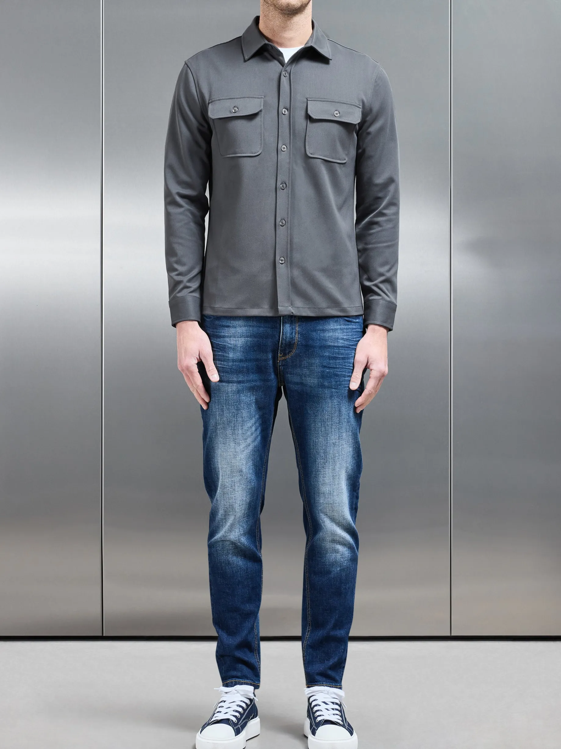 Textured Overshirt - Grey
