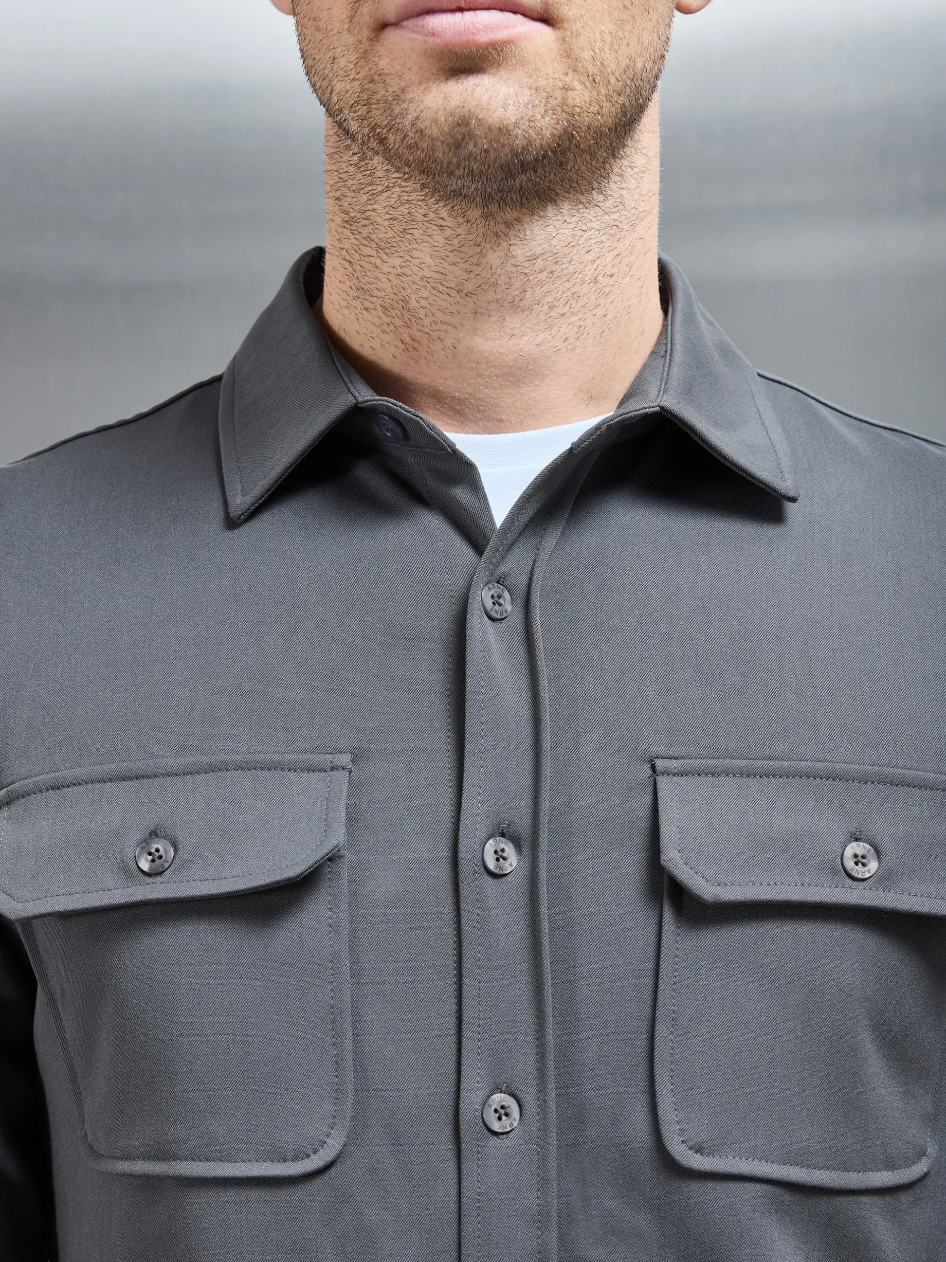 Textured Overshirt - Grey