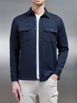Textured Overshirt - Navy